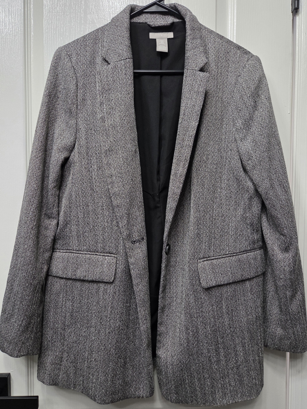 H&M Gray Herringbone Blazer Jacket